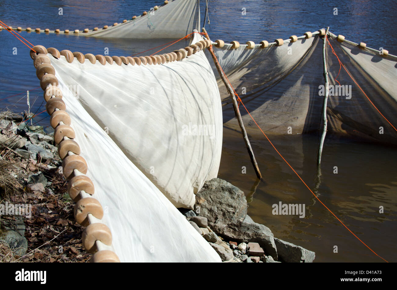 Elver net on the Union River in Ellsworth, Maine Stock Photo Alamy