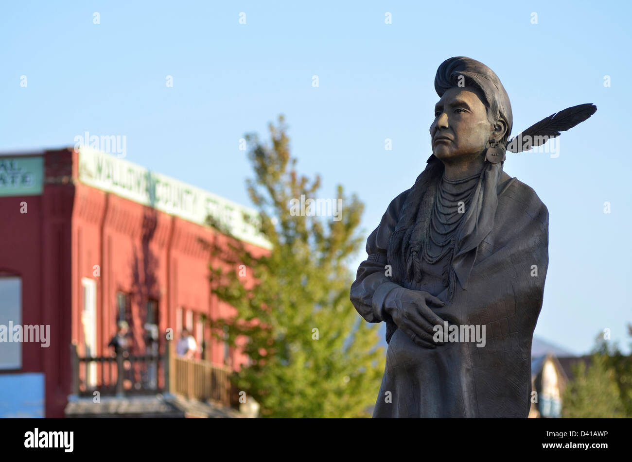 Bronze statue of Chief Joseph, by Bunn, on Main Street in