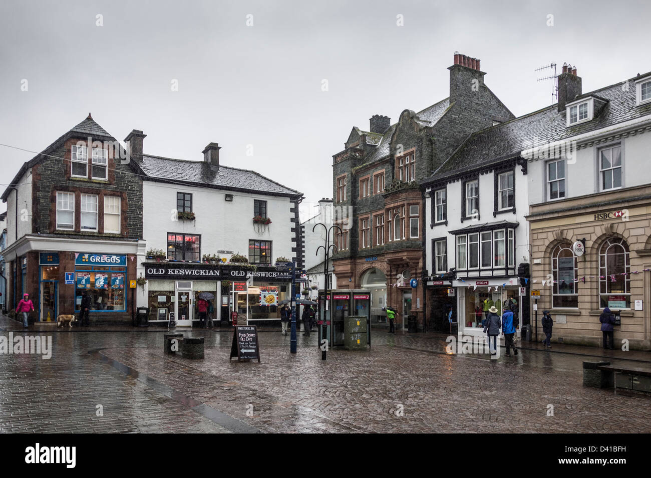 Wet weather at Keswick, the Lake District, Cumbria Stock Photo Alamy