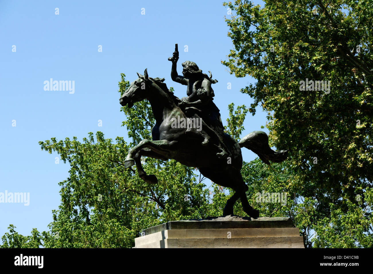 Rome. Italy. View of the equestrian monument statue to heroine Anita Ribeiro Garibaldi on Janiculum Hill (Gianicolo). Stock Photo