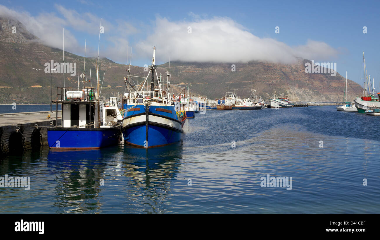geography / travel, South Africa, Fishhoek, harbour, quay with fishing boats,  passers-by and angler, Additional-Rights-Clearance-Info-Not-Available Stock  Photo - Alamy