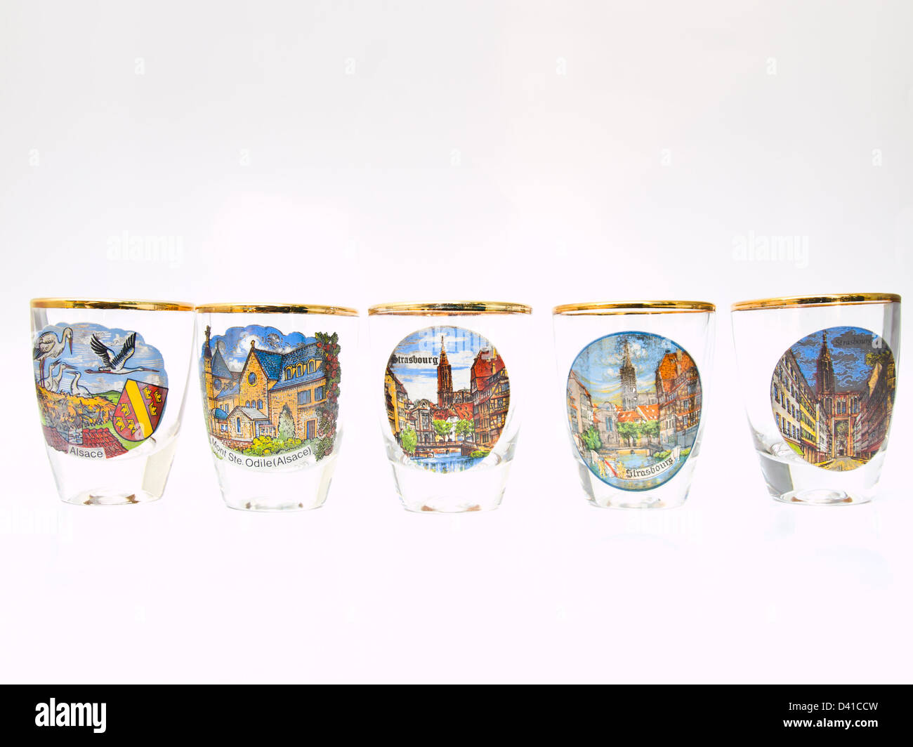 pack shot glasses of Strasbourg landmark isolated on white background Stock Photo