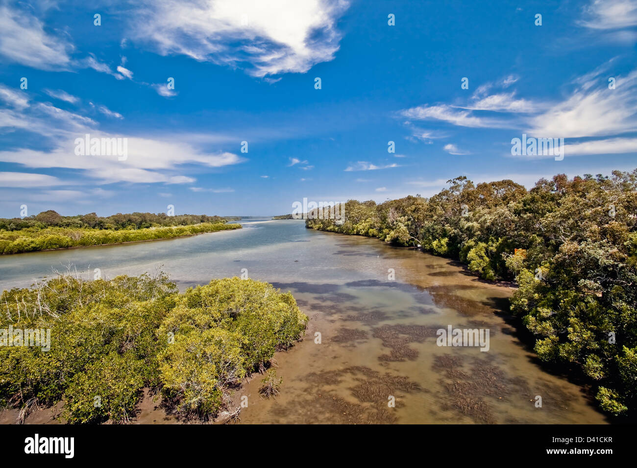 River scene of Weyba Creek Noosa Heads Queensland Australia Stock Photo