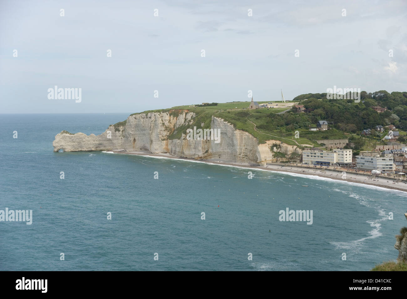 Etretat and beach from the cliff tops, Normandy, France Stock Photo - Alamy