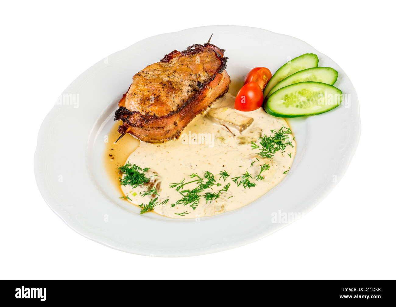 roast pork isolated on a white background Stock Photo - Alamy