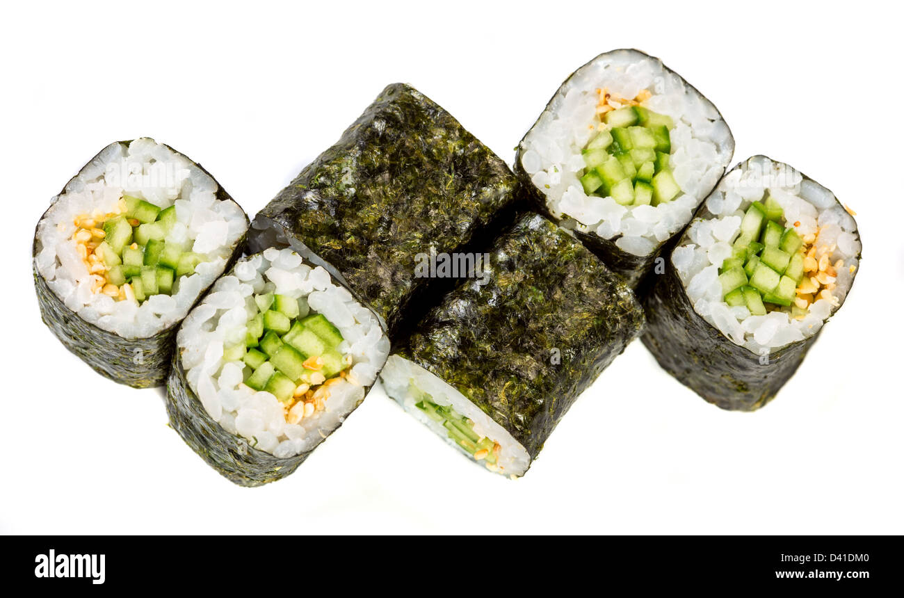 Kappa maki roll. Sushi Roll on a white background Stock Photo - Alamy