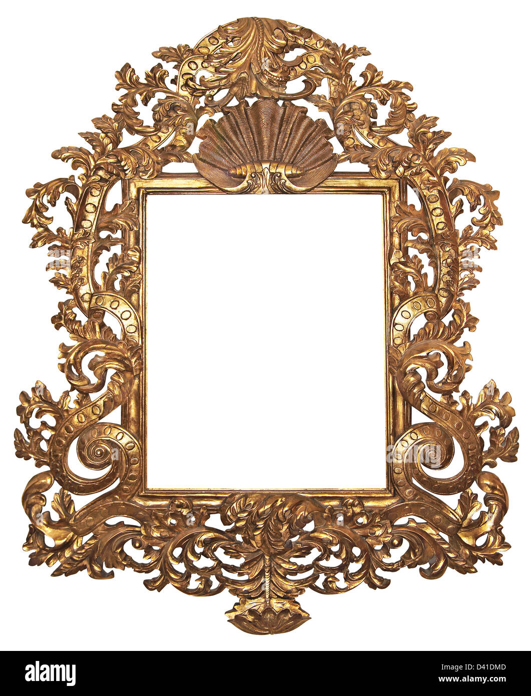 Old gilded wooden frame for mirrors Stock Photo