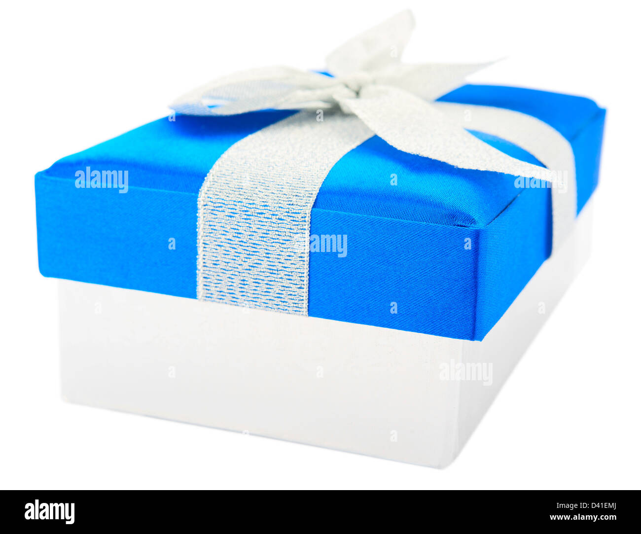 Blue gift box isolated on white background Stock Photo - Alamy