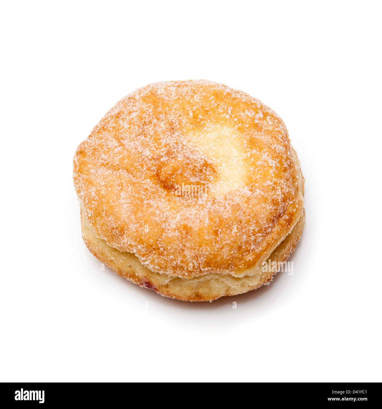 Jam donut isolated on a white studio background. Stock Photo
