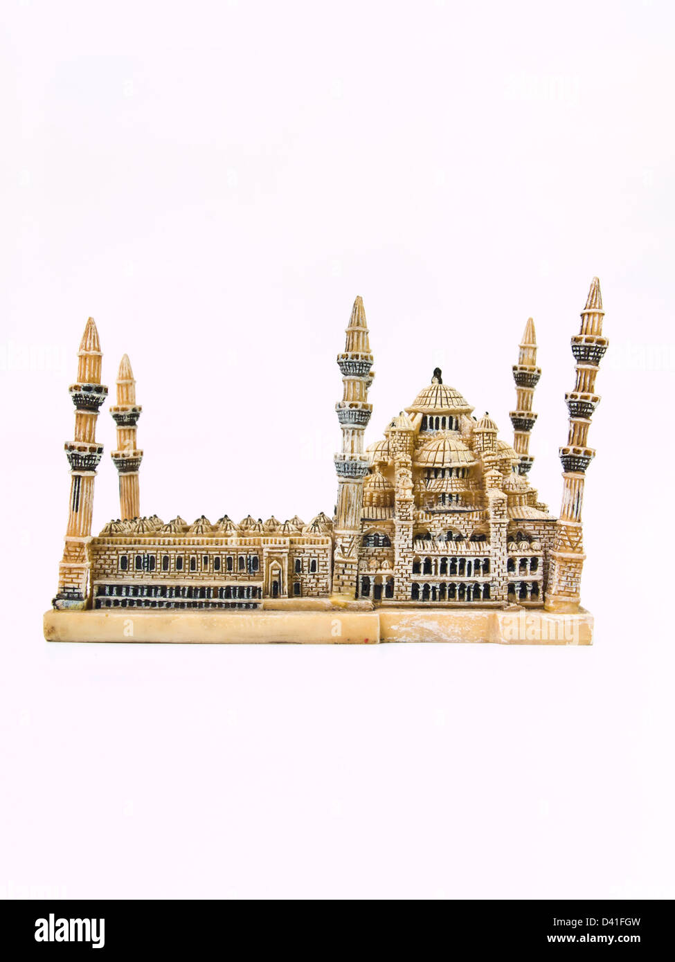 A blue mosque miniature model isolated on white background, One of the icons of Islamic architecture in Istanbul, Turkey Stock Photo