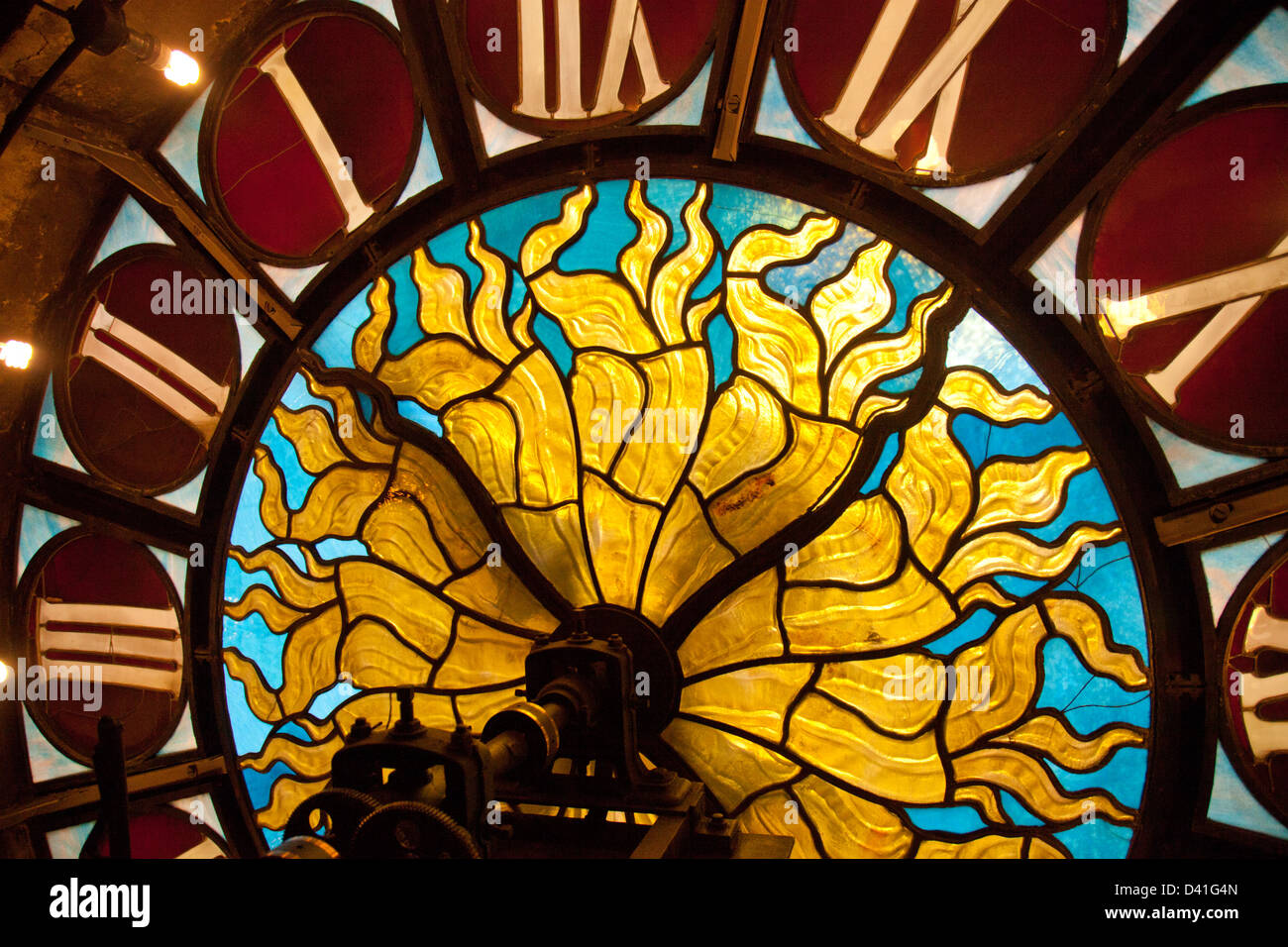 detail of the Tiffany clock interior in Grand Central Station Stock Photo