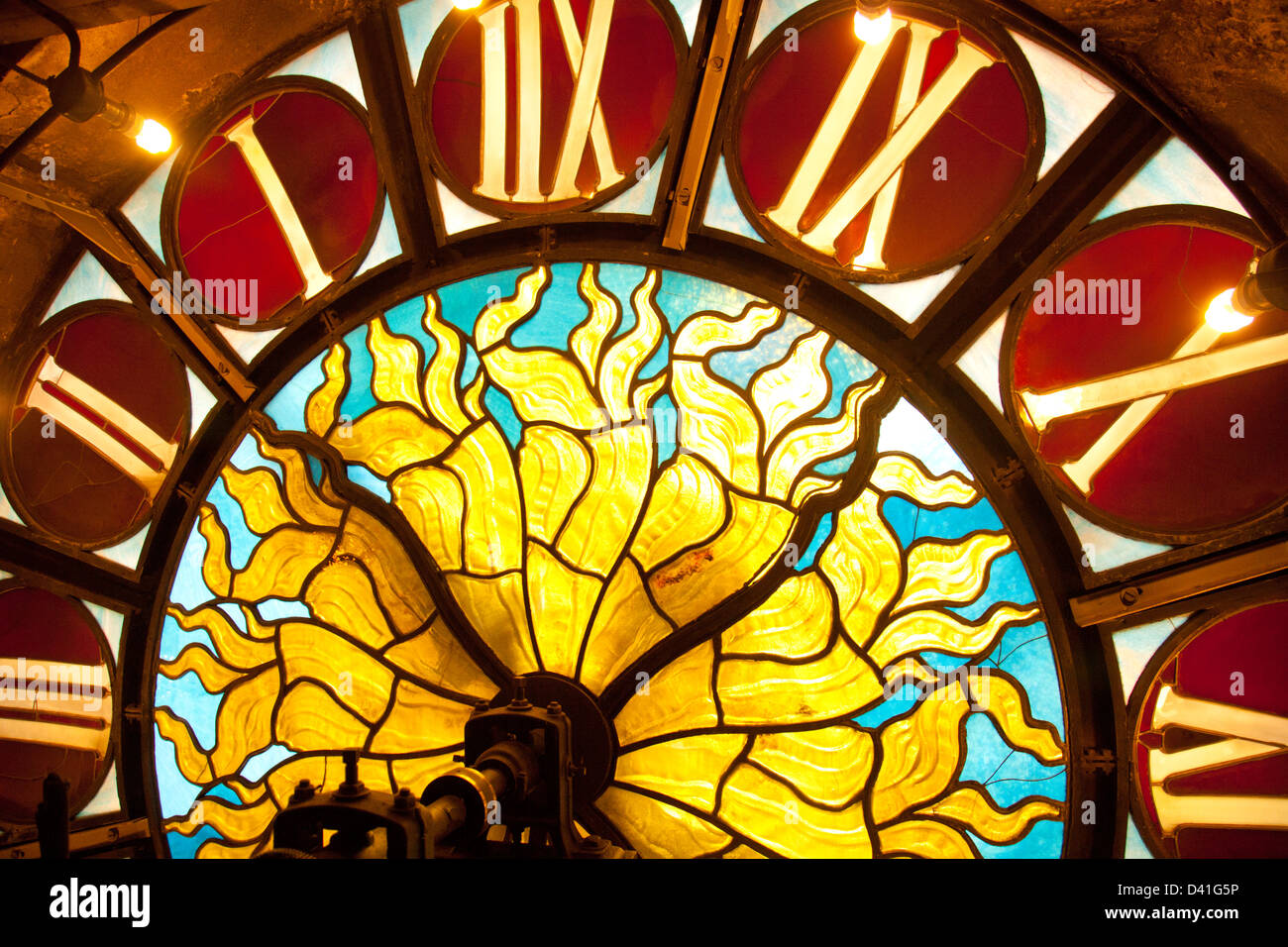 detail of the Tiffany clock interior in Grand Central Station Stock Photo