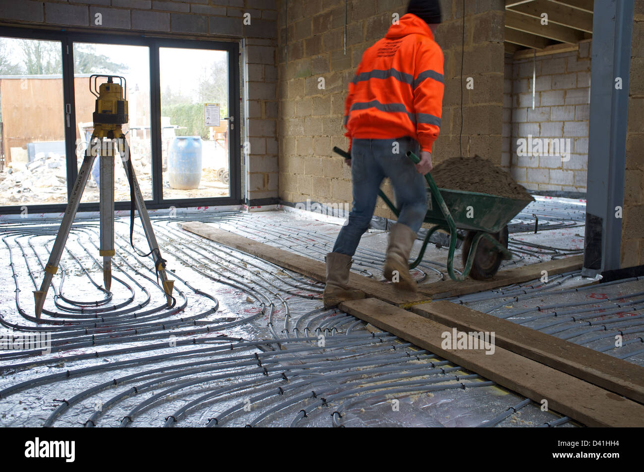 Underfloor heating pipes Stock Photo Alamy