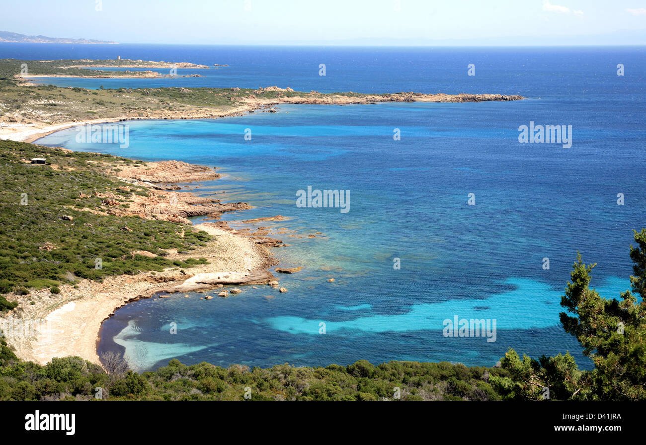 Turquoise lagoons in the park Bonifacio in Corsica, France Stock Photo