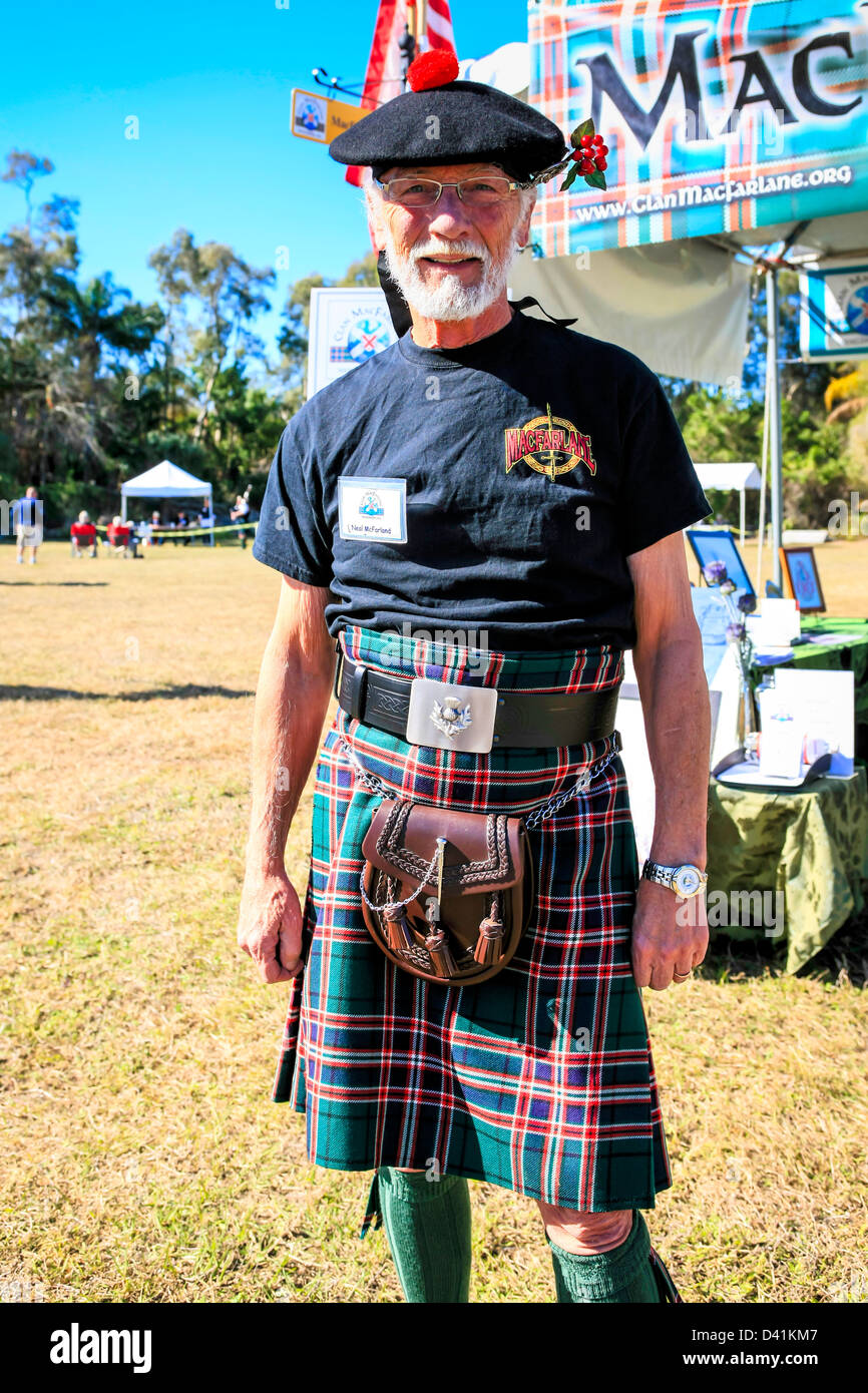 Man in his MacFarlane Kilt at the Sarasota Highland Games in Florida Stock Photo