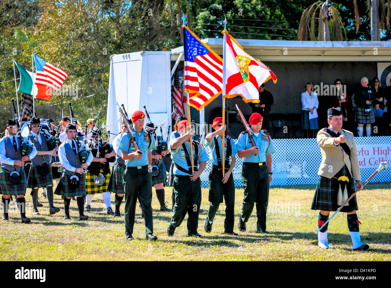 Entrance of the Scottish pipe bands at the Sarasota Highland Games