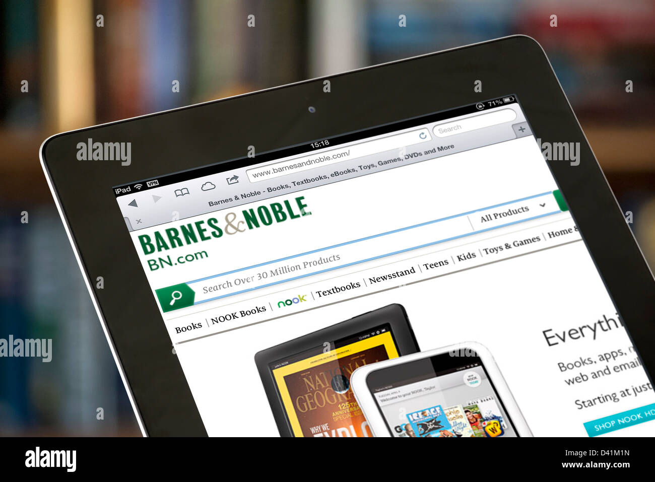 Shopping on the Barnes and Noble online bookstore, viewed on an iPad 4, USA Stock Photo