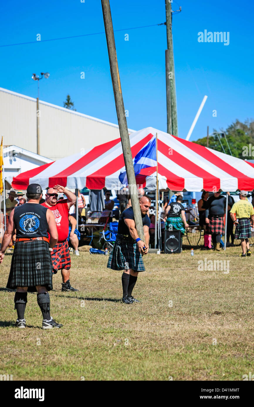 At the Sarasota Highland Games Florida, a competitor prepares to toss