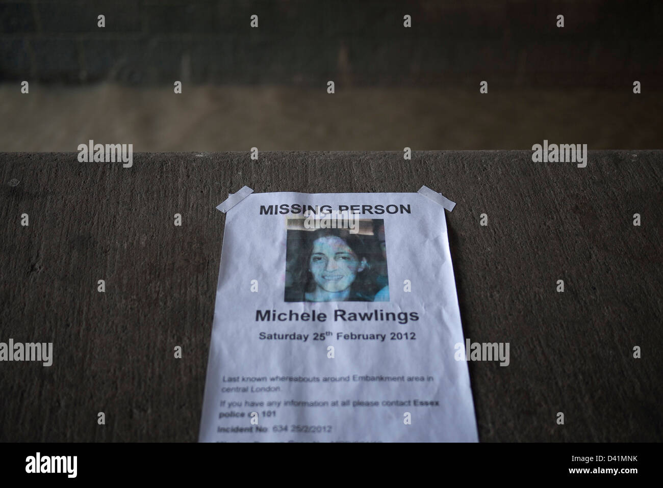Poster for missing person Michele Rawlings. Stock Photo