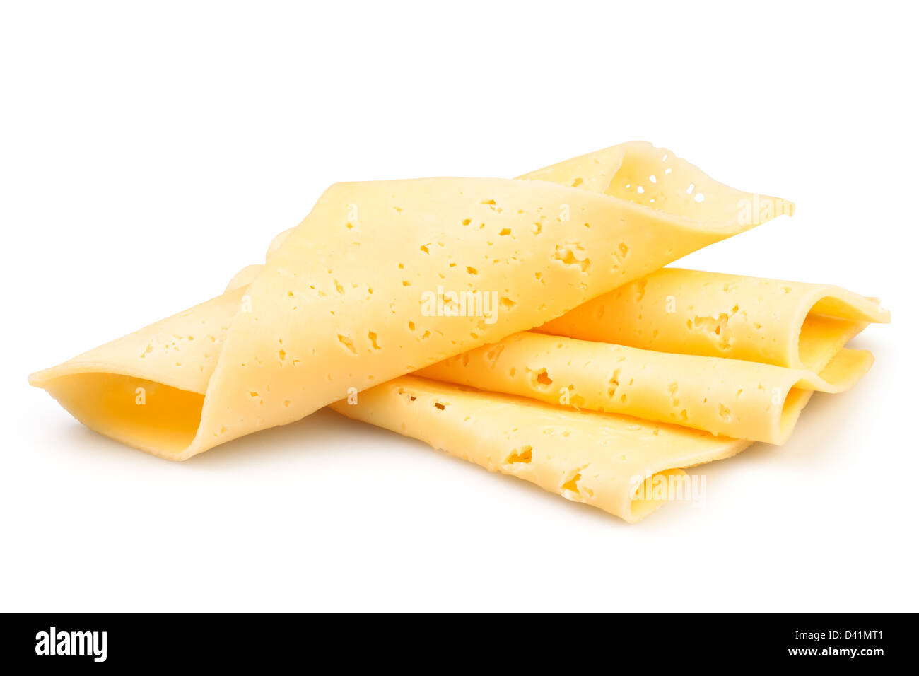 cheese slices on white background Stock Photo