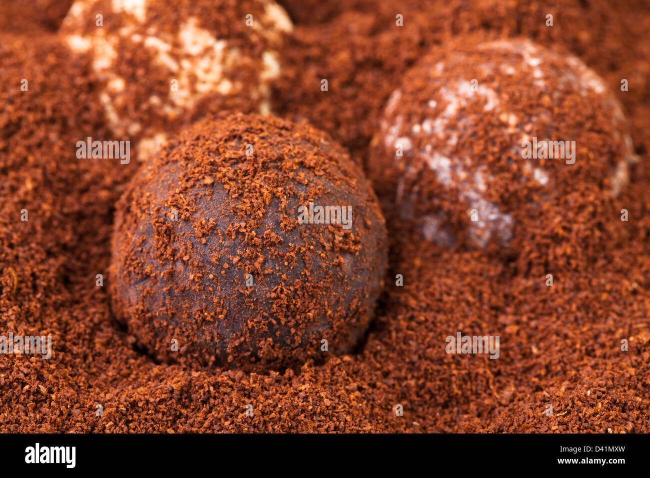 truffle mix coffee full frame closeup Stock Photo