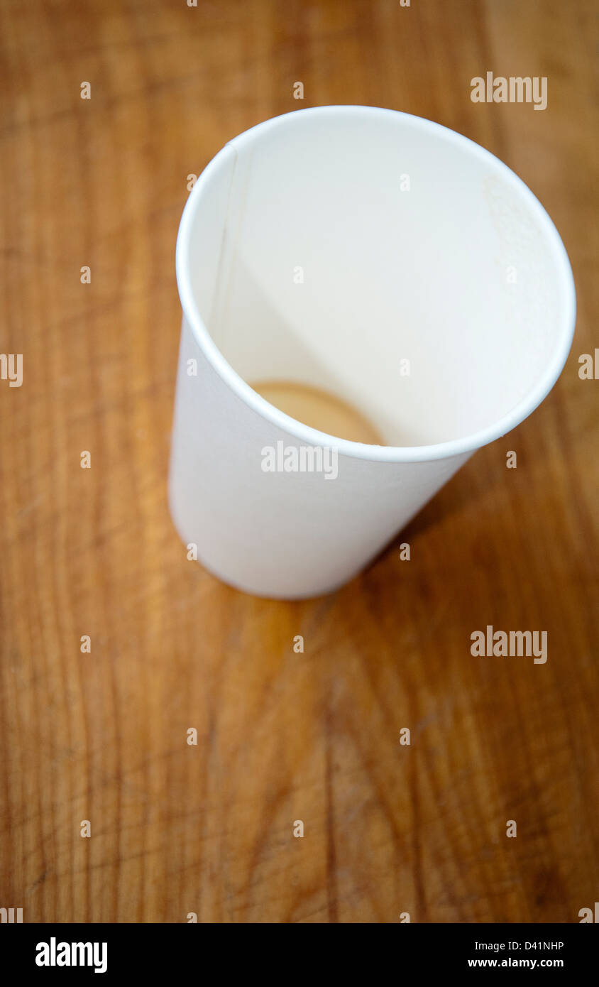 Styrofoam coffee cup with dregs in bottom Stock Photo Alamy