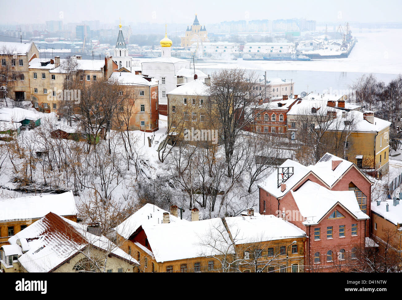 January winter view of Strelka Nizhny Novgorod Russia Stock Photo