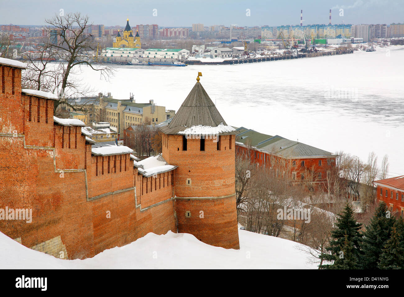 March view Nizhny Novgorod Kremlin Russia Stock Photo