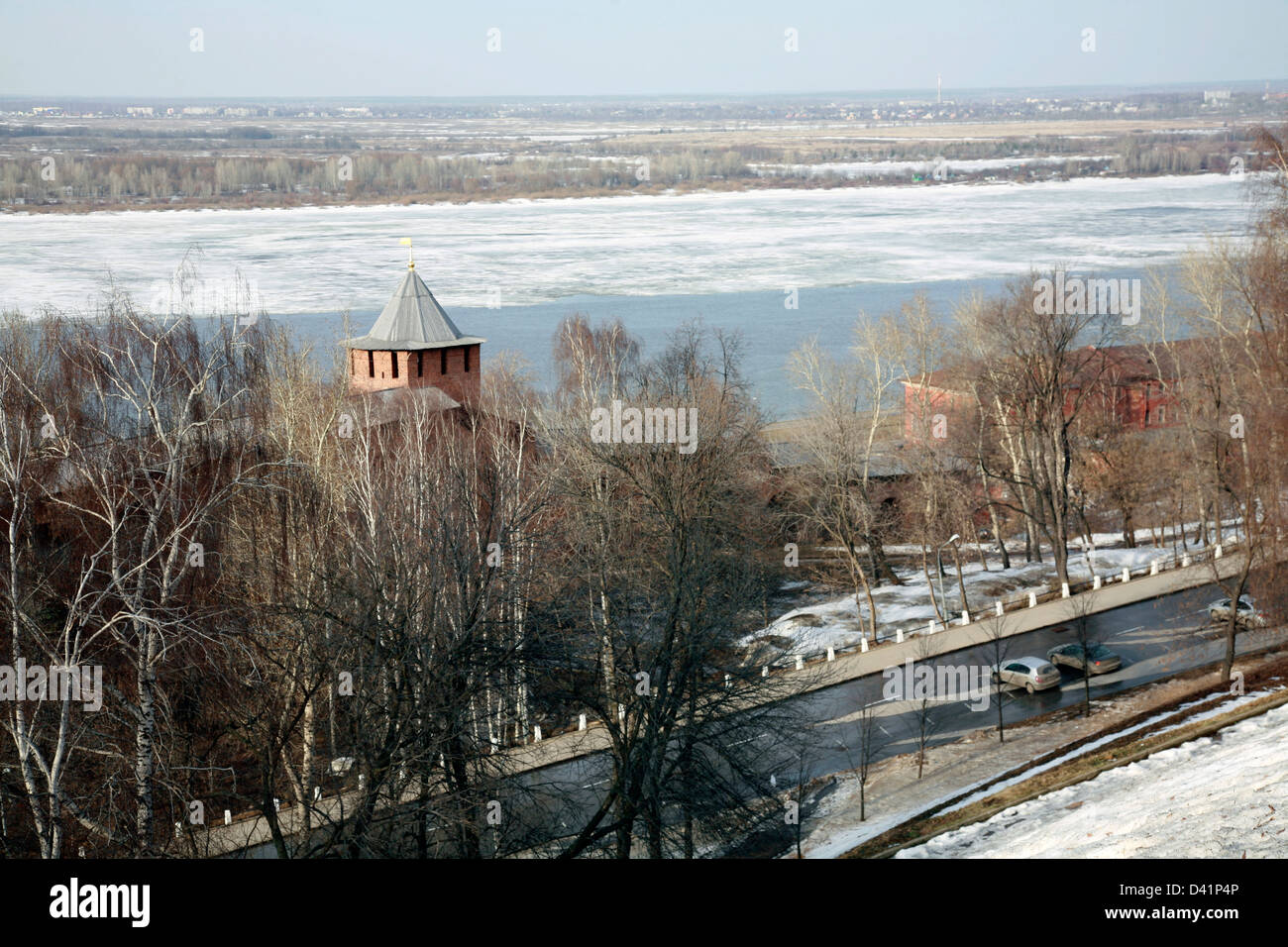 Russia. Nizhny Novgorod: river Volga and Kremlin Stock Photo