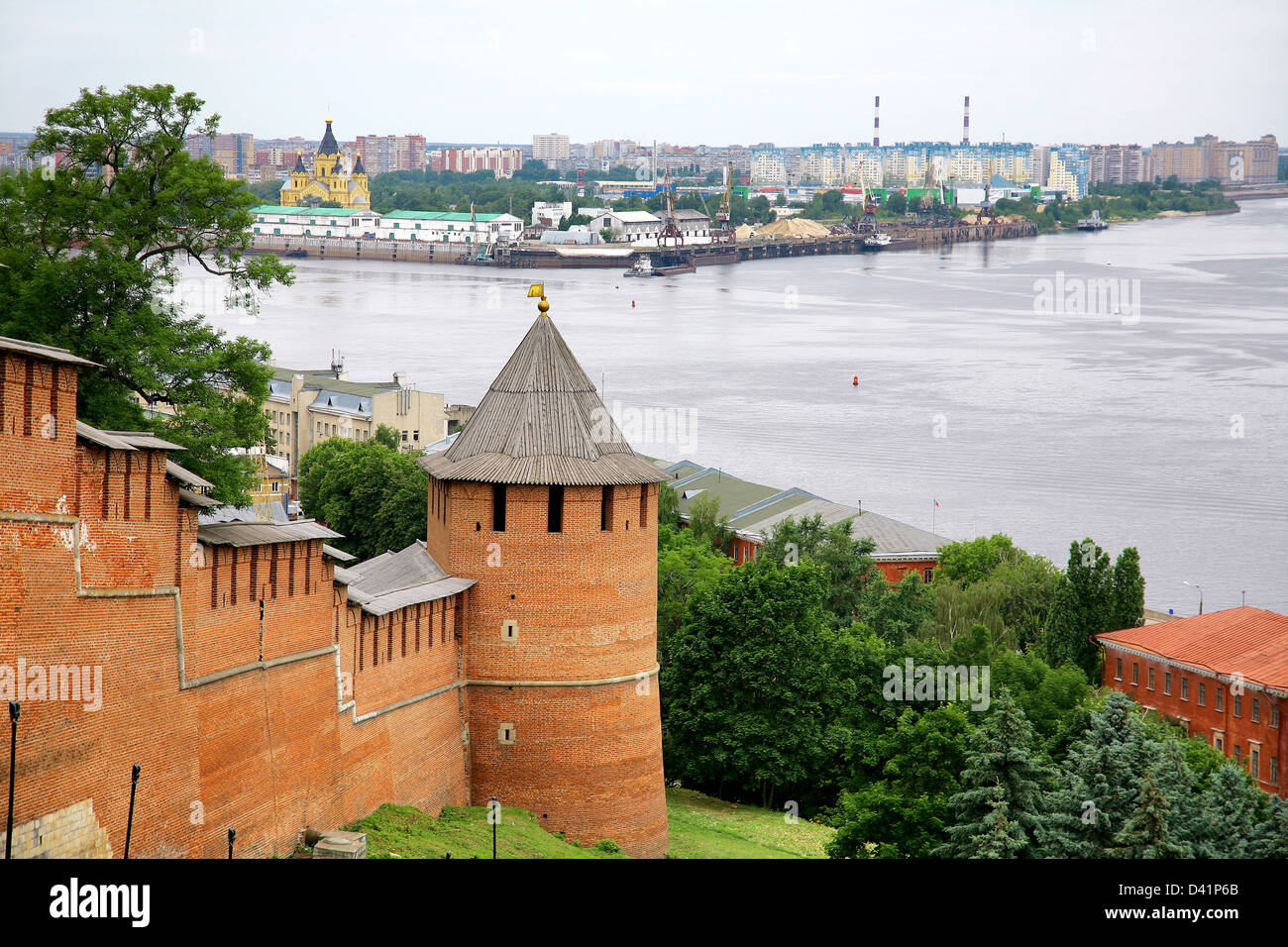 Nizhny Novgorod Kremlin and port Strelka Stock Photo