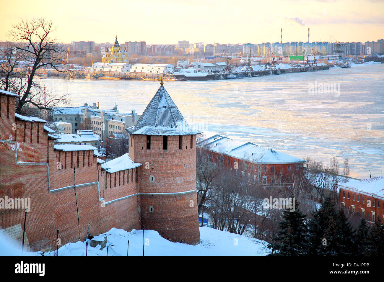 November view of Strelka from Nizhny Novgorod Kremlin Russia Stock Photo