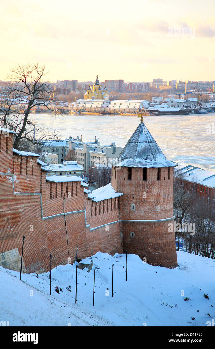 November view Strelka from Nizhny Novgorod Kremlin Russia Stock Photo