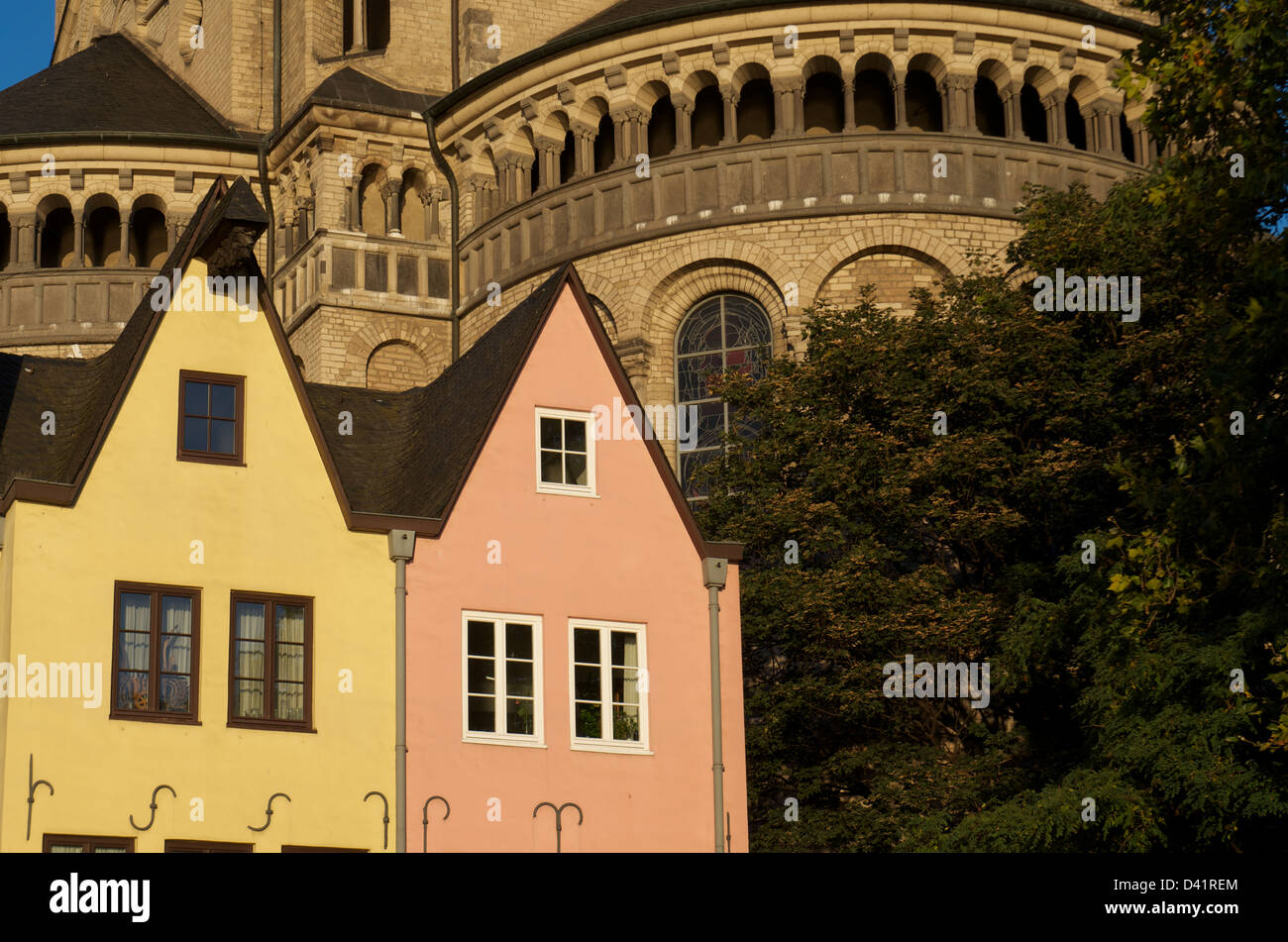 The old medieval city of Cologne at dawn Stock Photo