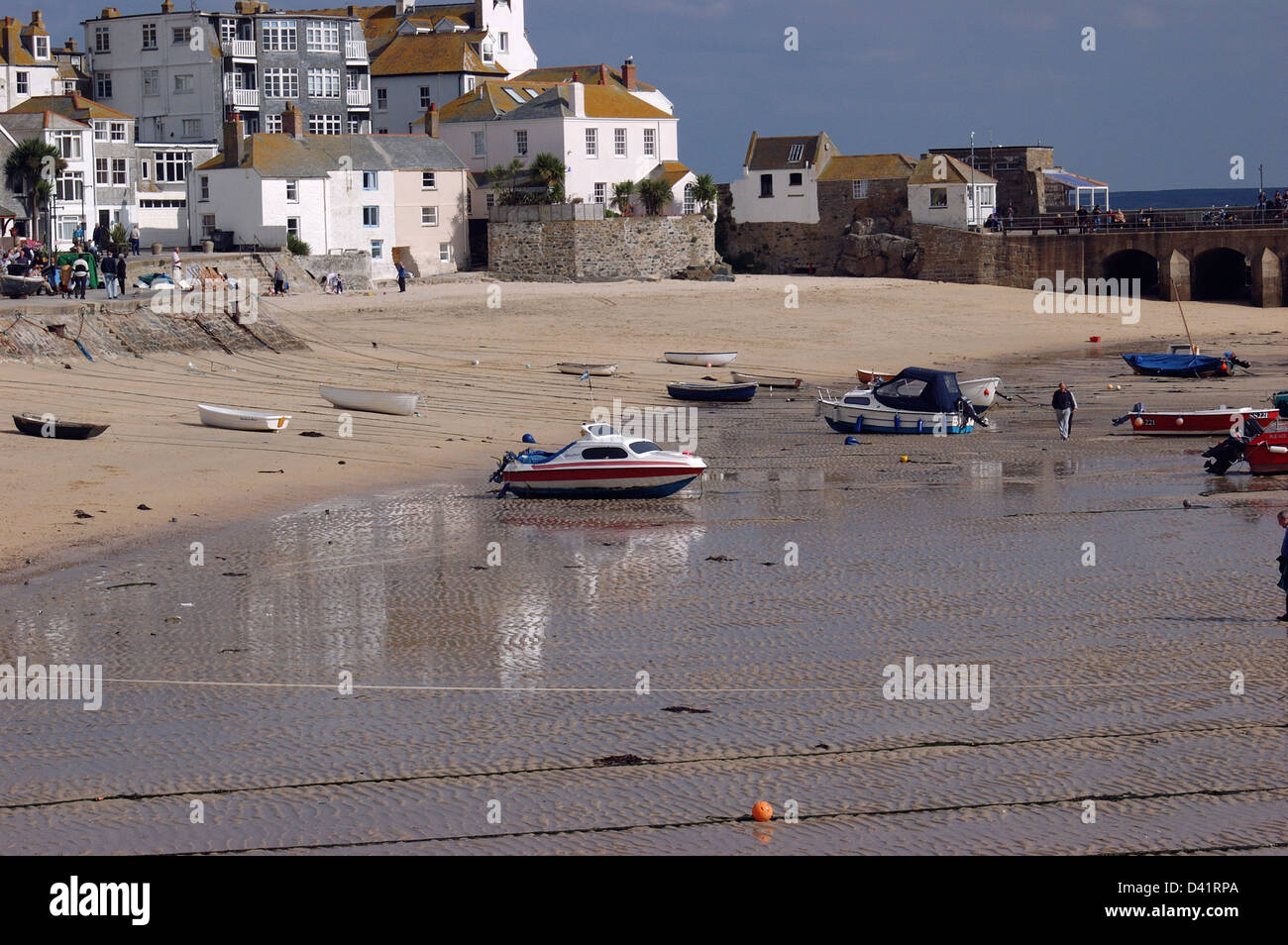 St Ives harbour, Cornwall, at low tide. Stock Photo
