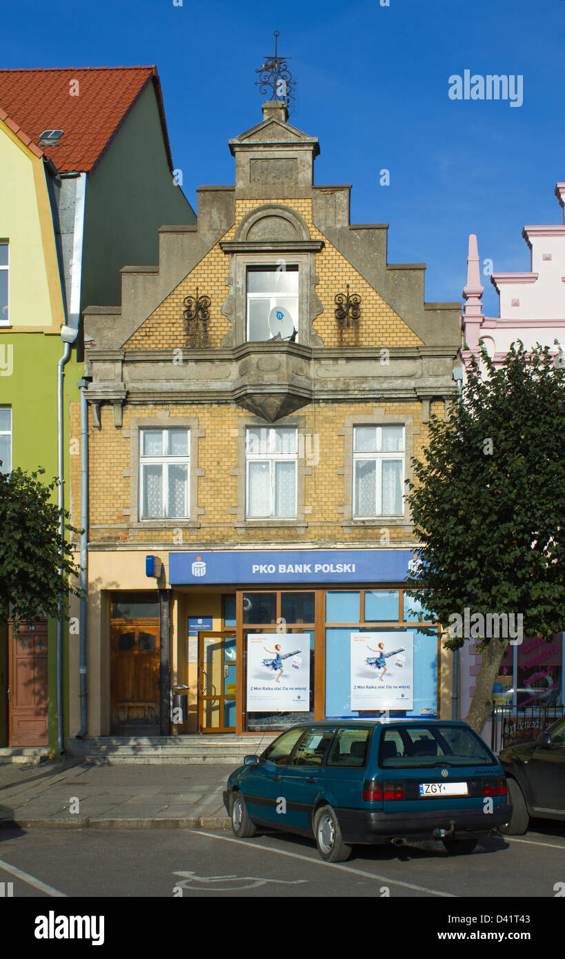 Treptow an der Rega, Poland, subsidiary of PKO Bank Polski on the marketplace in Treptow Stock Photo