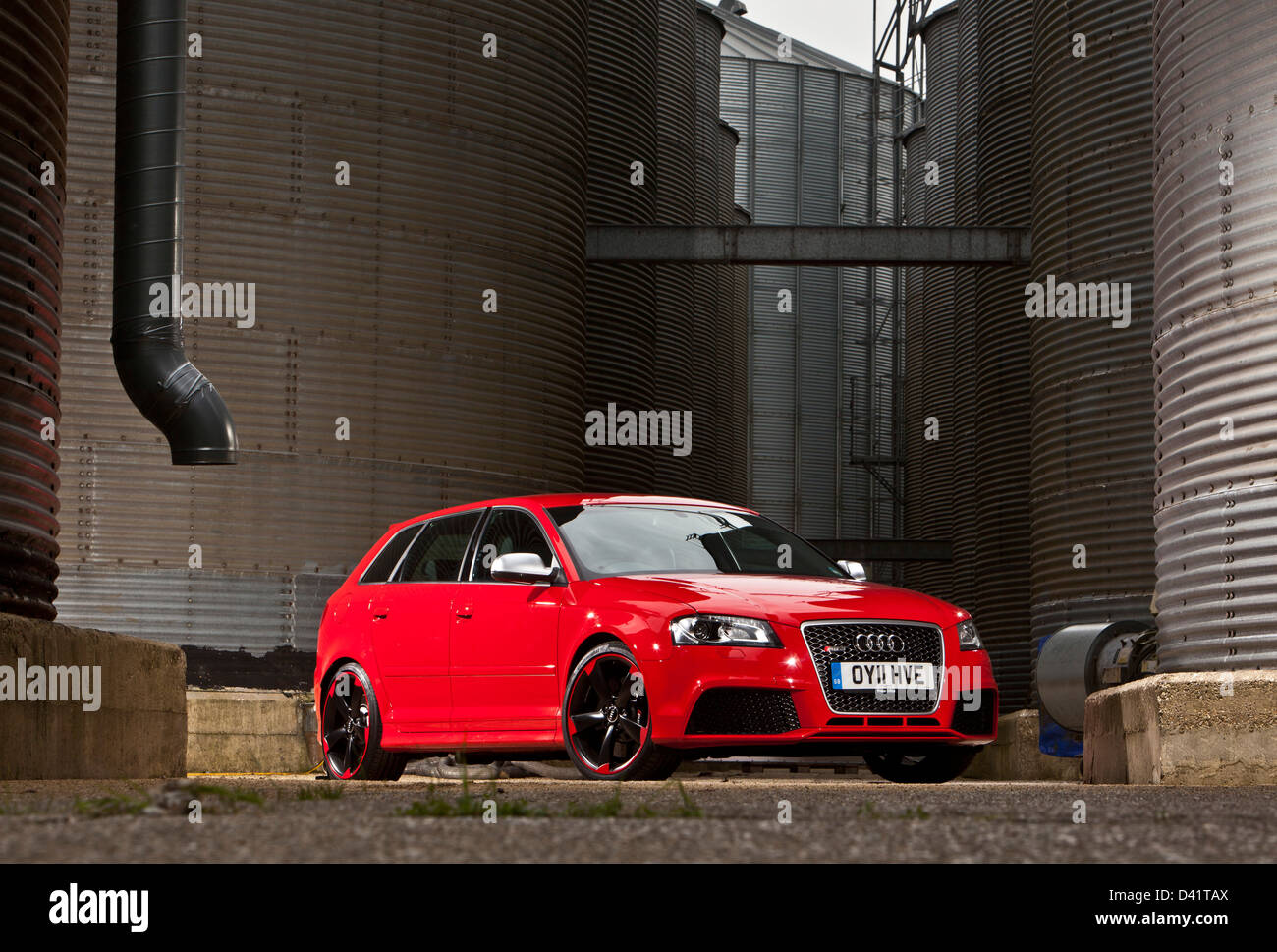 Red Audi RS 3, Winchester, England, UK Stock Photo