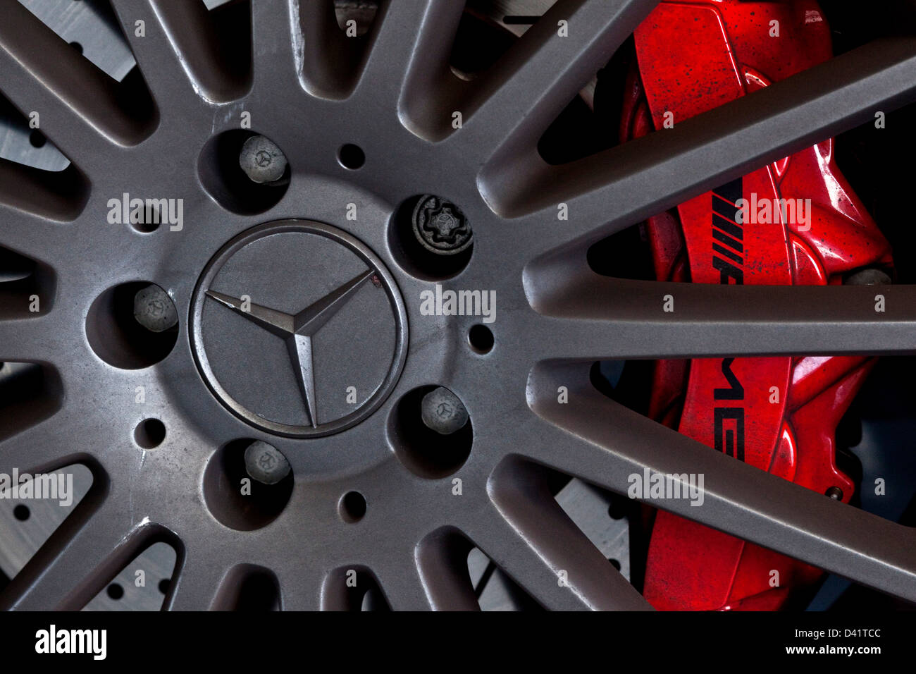 Wheel hub on the Mercedes C63 AMG, Silverstone, England, UK Stock Photo