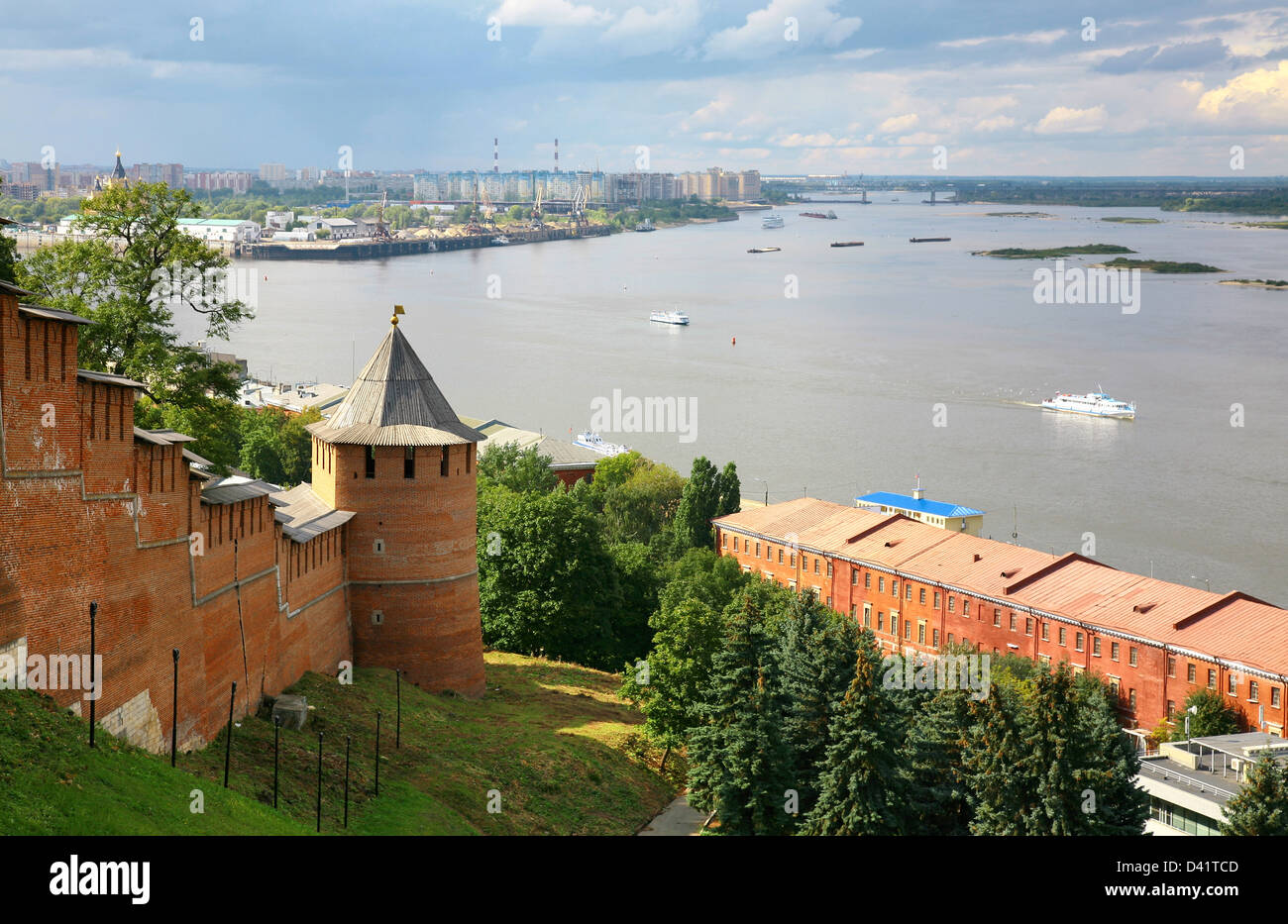 View to Strelka from Nizhny Novgorod Kremlin in Russia Stock Photo