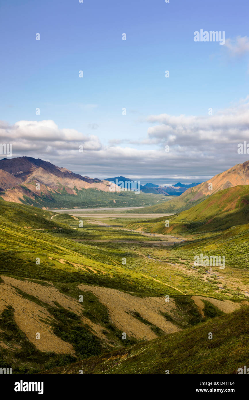Panorama view from Polychrome Pass, Denali National Park, Alaska, USA Stock Photo