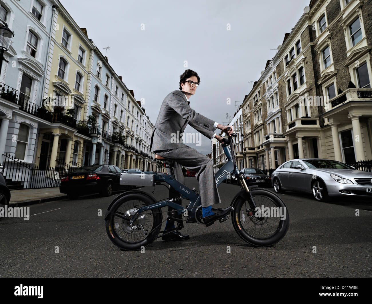 Man with electric bike, London, UK Stock Photo