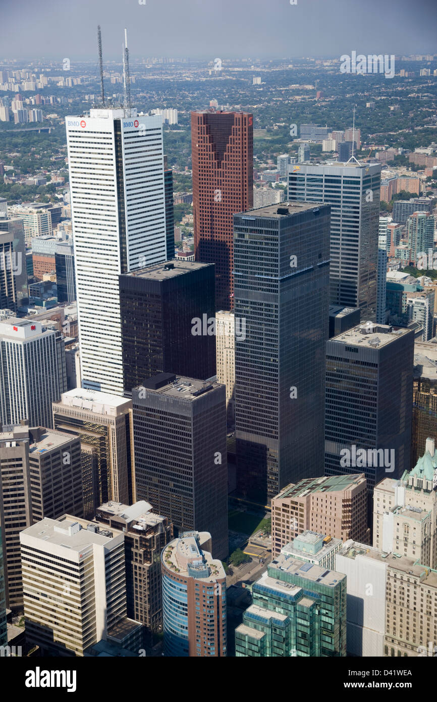 Panoramic view of the city, skyscrapers and other buildings from the CN Tower, Toronto, Canada Stock Photo