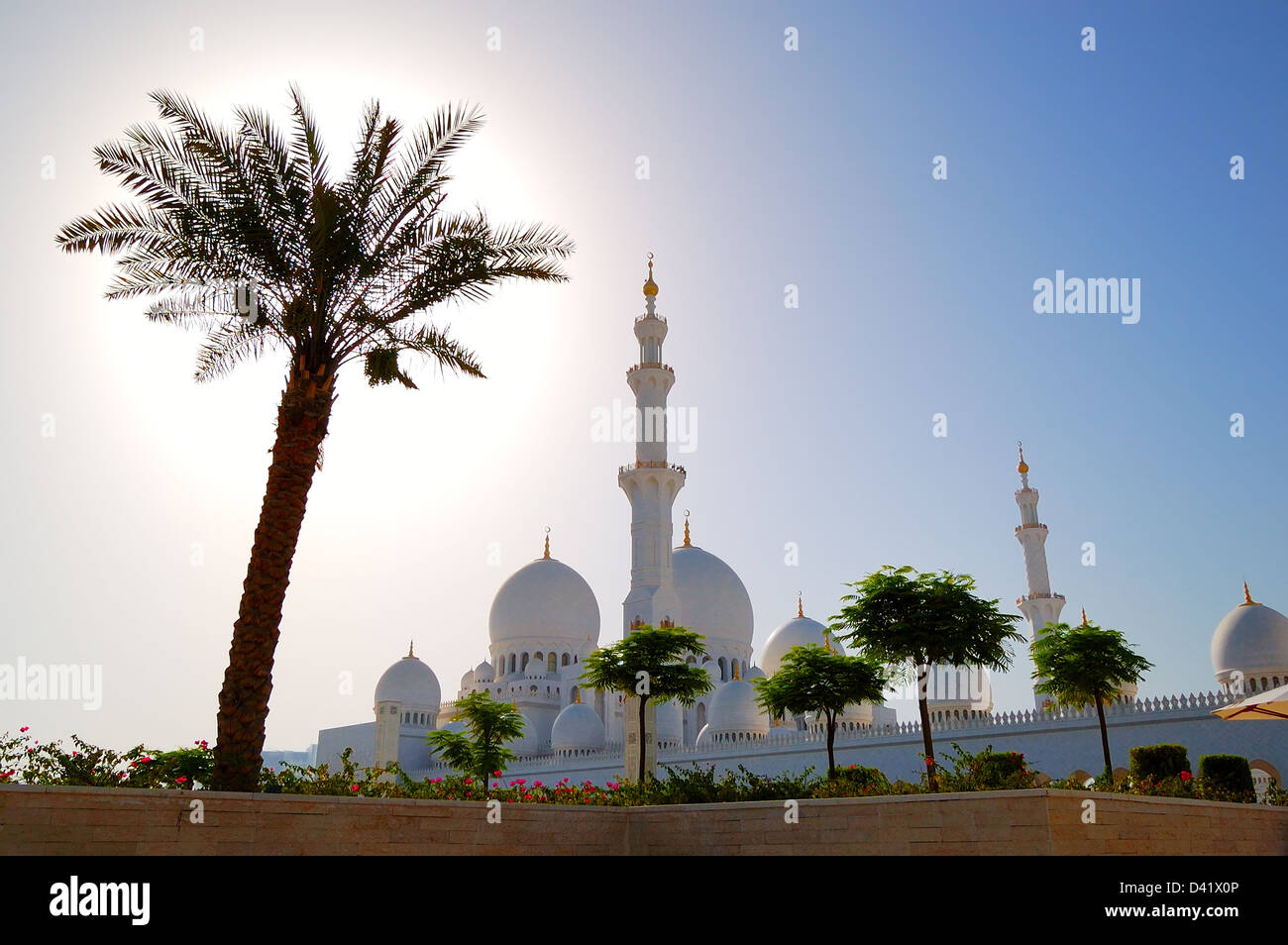 Sheikh Zayed Grand Mosque during sunset, Abu Dhabi, UAE Stock Photo