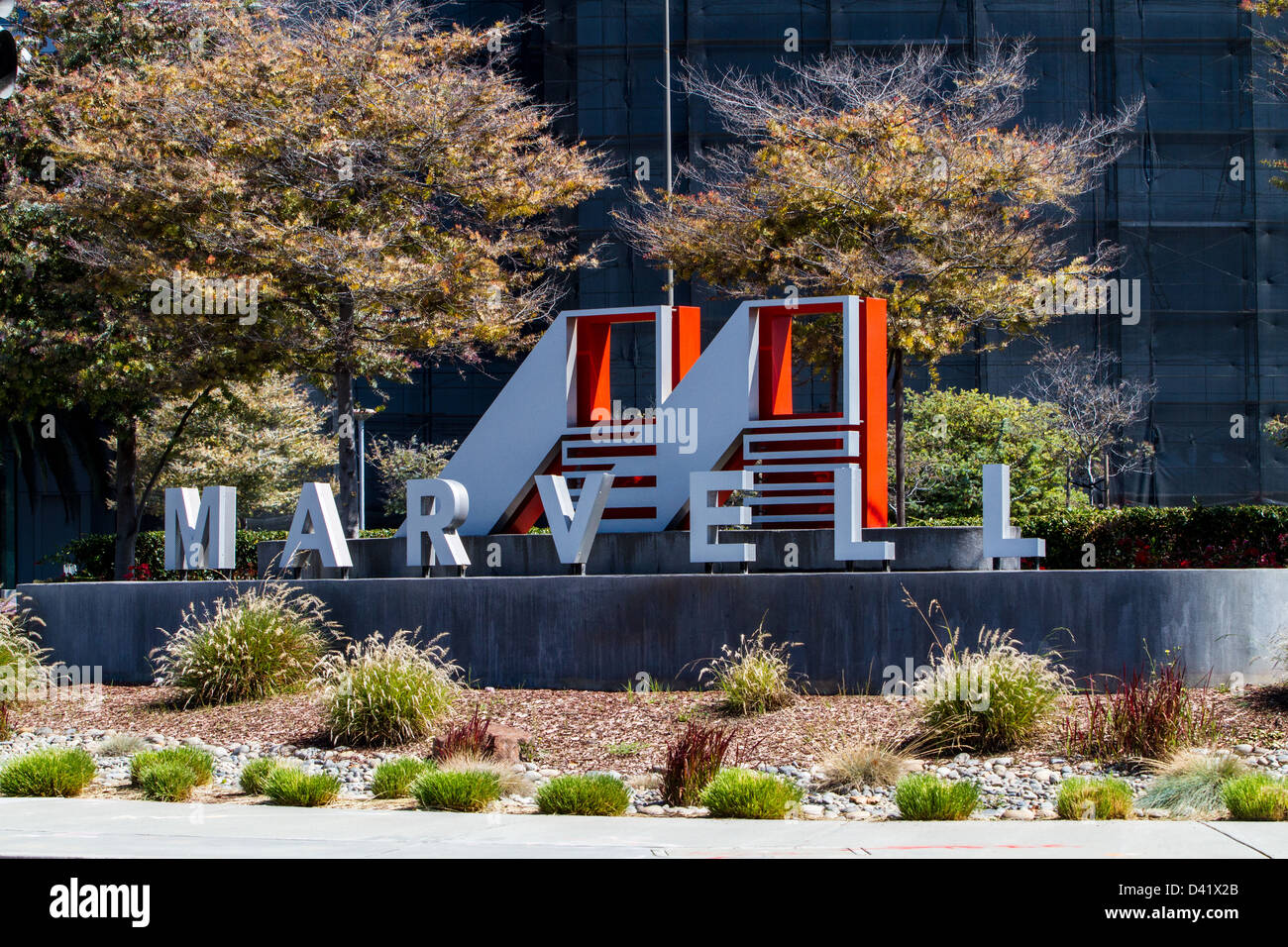 A sign for Marvell Technology Group in Santa Clara California Stock