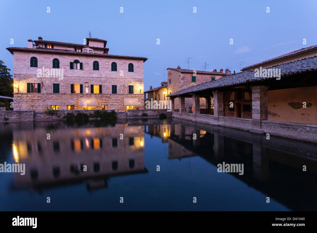 Square of Sources, Bagno Vignoni, Tuscany, Italy Stock Photo
