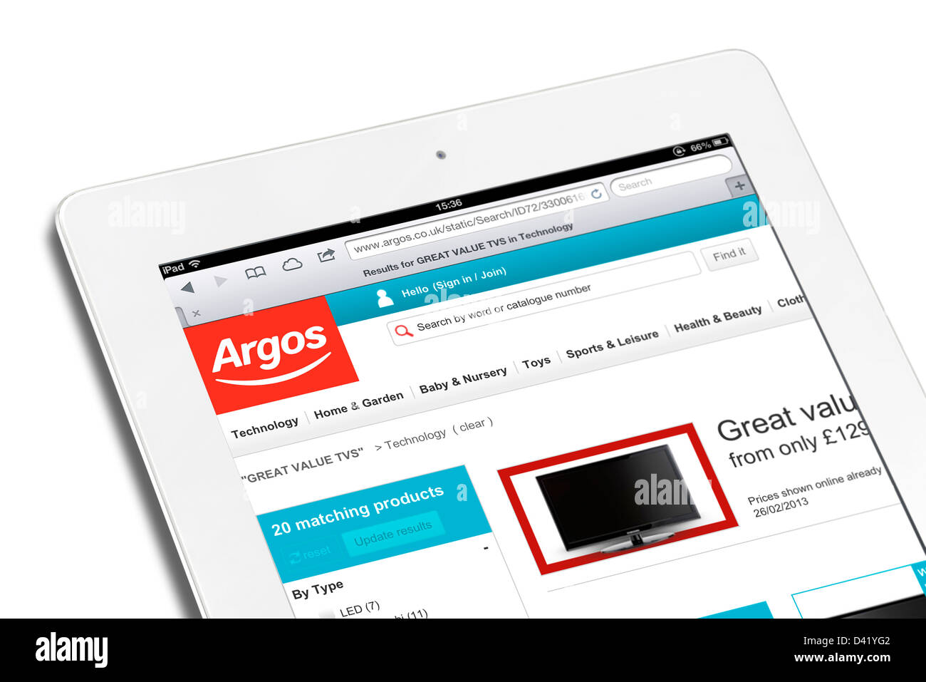 The Argos catalogue store website viewed on a 4th generation Apple iPad Stock Photo