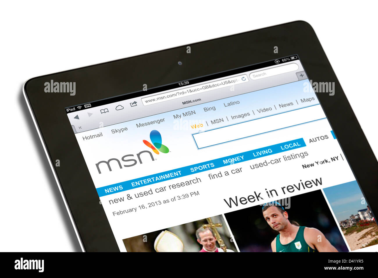The MSN website viewed on an iPad 4 Stock Photo