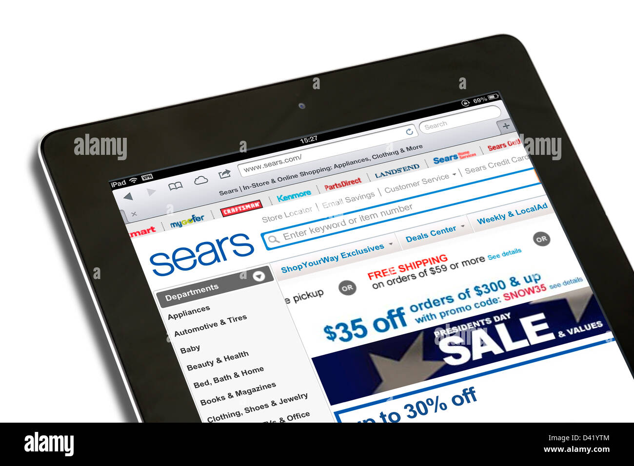 The Sears website viewed on an iPad 4, USA Stock Photo
