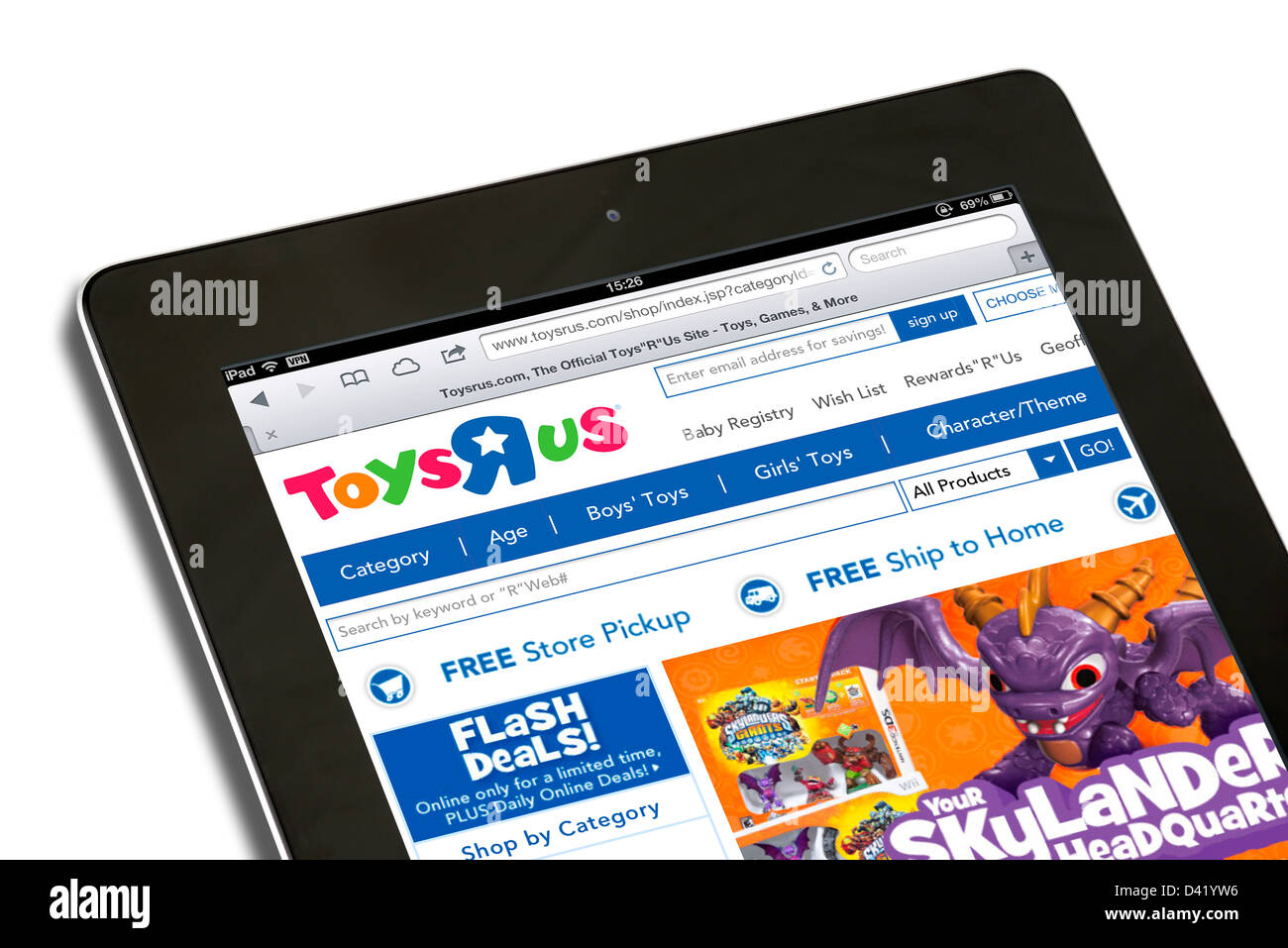 The Toys 'R' Us website viewed on an iPad 4, USA Stock Photo
