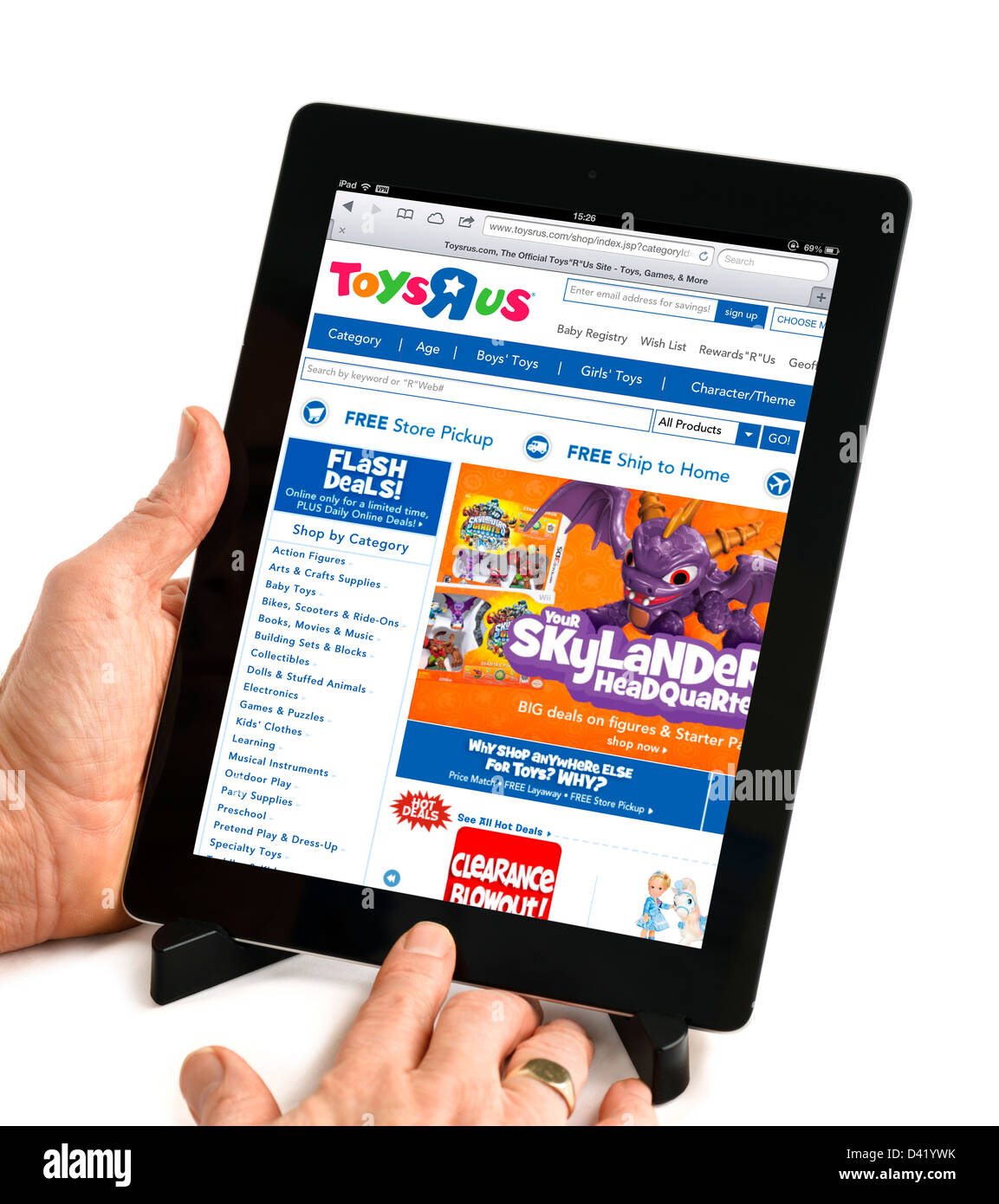 The Toys 'R' Us website viewed on an iPad 4, USA Stock Photo