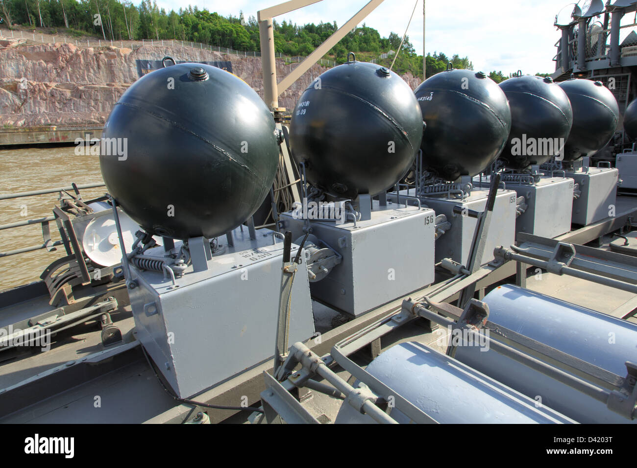 Sea Mines Aboard The Minelayer Keih ssalmi Presently A Museum Ship Of 
